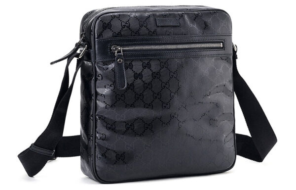 GUCCI Logo Leather Logo Shoulder Messenger Bag Black Classic 201448-FU4CR-1000 | Luna Bags
