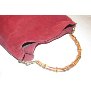 Gucci Vintage Two Way Burgundy Suede And Leather With A Bamboo Handle Hobo Bag | Luna Bags