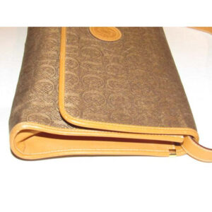 Gucci Vintage Brown Gucci Print Canvas And Camel Leather Shoulder Bag | Luna Bags