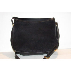 Gucci Vintage Shoulder Black Suede And Leather With Gold Chain Accents Hobo Bag | Luna Bags