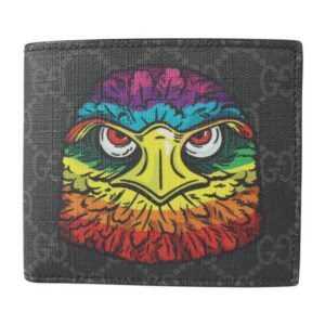 Gucci coin wallet folio 451266 GG Supreme canvas gray multicolor eagle bird | Luna Bags