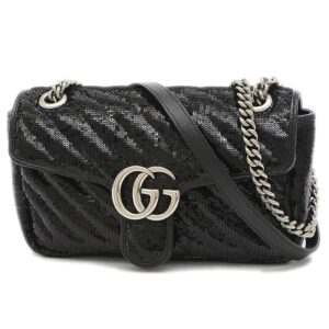 Gucci GG Marmont Small Sequin Shoulder Bag Black 443497 | Luna Bags