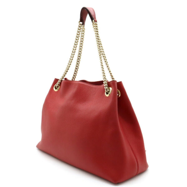 GUCCI Soho Interlocking G Tote Bag Chain Shoulder Leather Red 536196 | Luna Bags