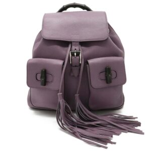 Gucci bamboo rucksack backpack shoulder bag tassel leather dusty purple 370833 | Luna Bags