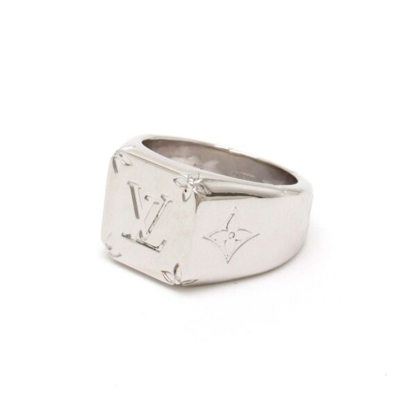 LOUIS VUITTON Signet ring monogram M size #19 No. 19 Silver color M62487 | Luna Bags