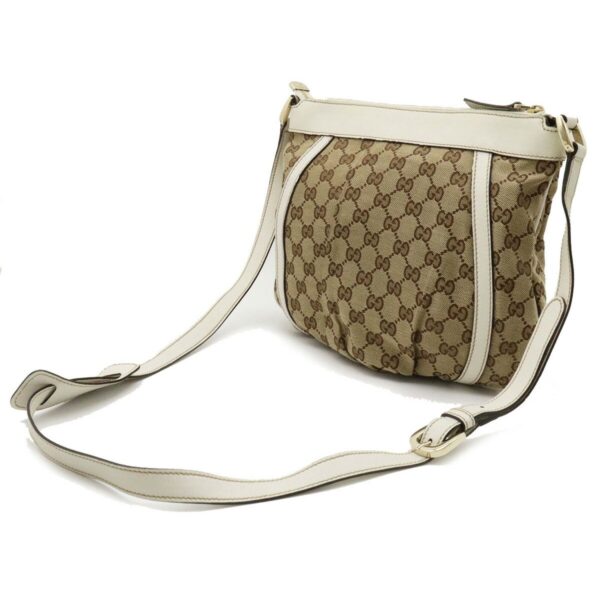GUCCI GG Canvas Abbey Shoulder Bag Leather Khaki Beige Off-White White 203257 | Luna Bags