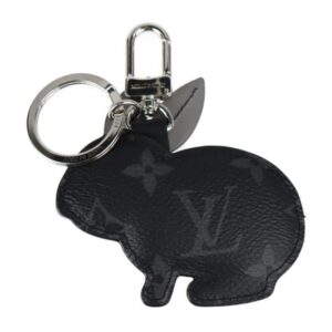 LOUIS VUITTON Portocre Animal Rabbit Keychain M63224 Monogram Eclipse Leather Black Gray Silver Metal Fittings Key Ring Bag Charm | Luna Bags