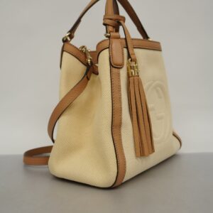 GUCCIAuth  Soho 2way Bag Natural/brown336751Leather,Canvas Handbag,Shoulder Bag | Luna Bags