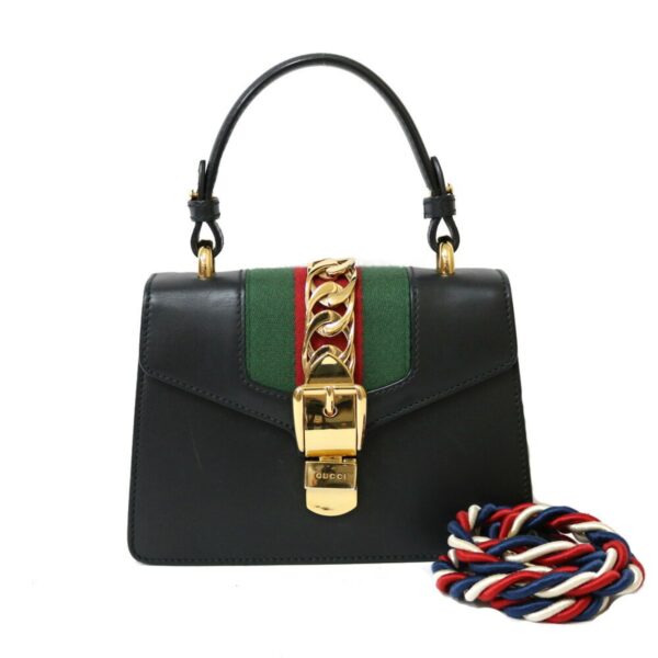 Gucci Sylvie Mini Handbag Shoulder Bag Black Ladies | Luna Bags
