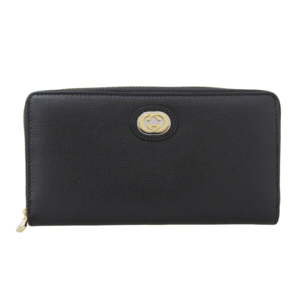 Gucci interlocking G round fastener long wallet leather black 598543 2067 | Luna Bags