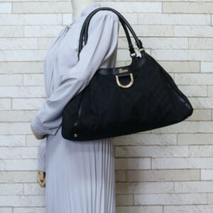 GUCCI Abbey GG Campus Shoulder Bag Canvas Black Women's | Luna Bags