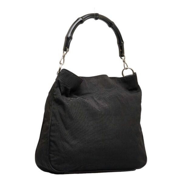 GUCCI Bamboo Handbag One Shoulder Bag 001 1577 Black Canvas Leather Women's | Luna Bags