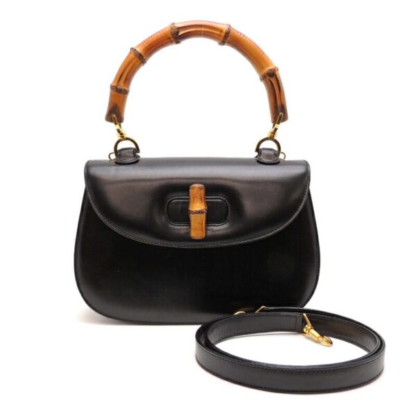 Gucci Bamboo Turnlock Ladies Handbag 000.926.0633 Calf Noir | Luna Bags