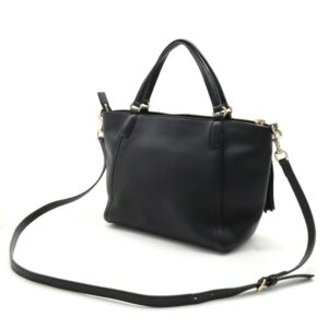 GUCCI Soho Interlocking G Tote Bag Shoulder Tassel Leather Black 369176 | Luna Bags