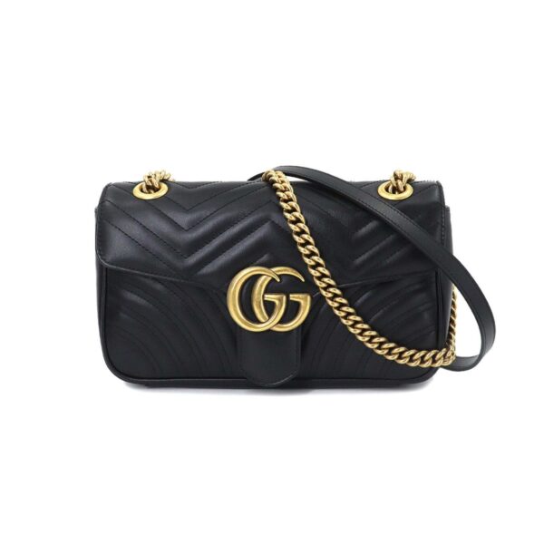 Gucci GG Marmont Quilted Small Shoulder Bag Leather Black 443497 | Luna Bags