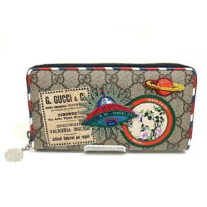 Gucci Courier Ginza Limited Zip Around Wallet 473909 Round Zipper Long GG Supreme Embroidered Applique | Luna Bags