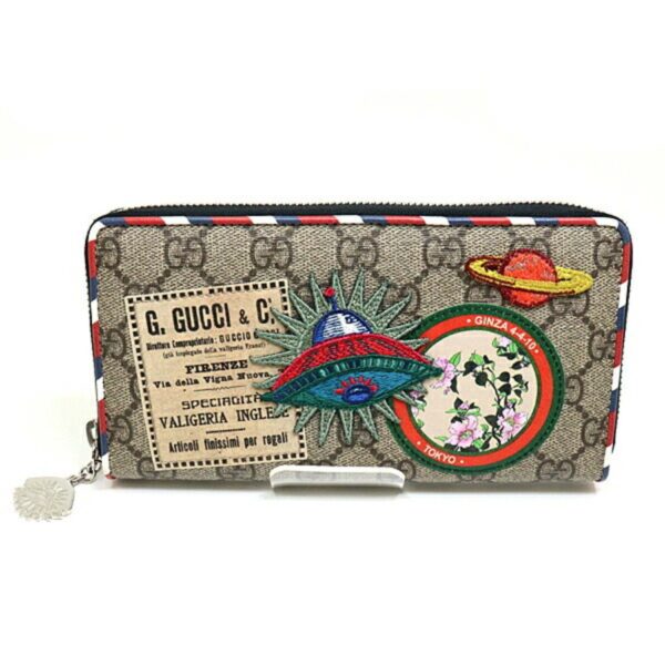 Gucci Courier Ginza Limited Zip Around Wallet 473909 Round Zipper Long GG Supreme Embroidered Applique | Luna Bags