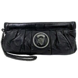 Gucci Mini Clutch Bag Black Silver Histeria 226248 Chain Patent Leather GUCCI Pouch Handbag Enamel Ladies | Luna Bags