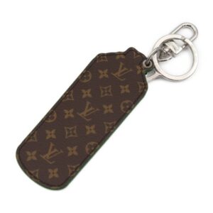 LOUIS VUITTON Portocre LV paint key holder MP3384 monogram canvas leather brown white green silver metal fittings ring bag charm | Luna Bags