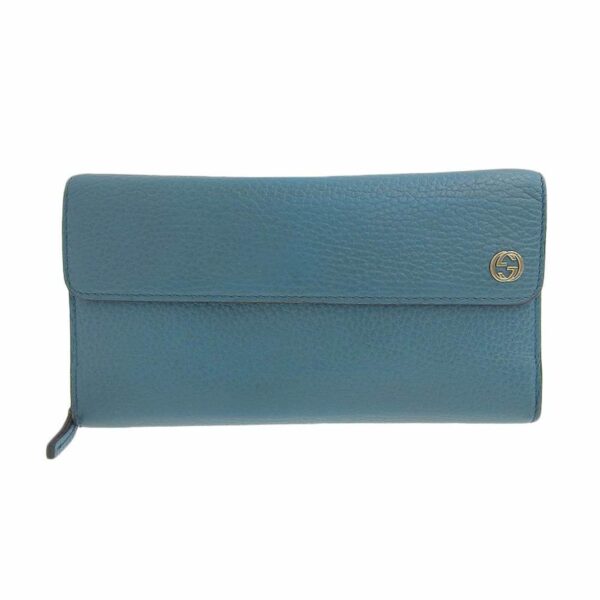 Gucci Interlocking G Round Zipper Long Wallet Leather Green Series 449397 1147 | Luna Bags