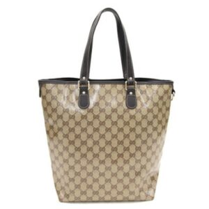 GUCCI tote bag GG crystal 265693 dark brown beige PVC leather ladies | Luna Bags