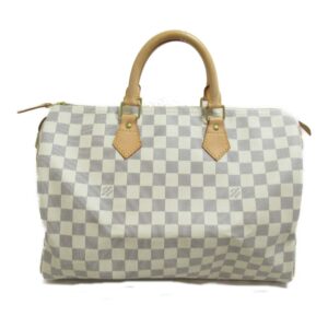 LOUIS VUITTON Speedy 30 handbag White Damier Azur PVC coated canvas N41533 | Luna Bags
