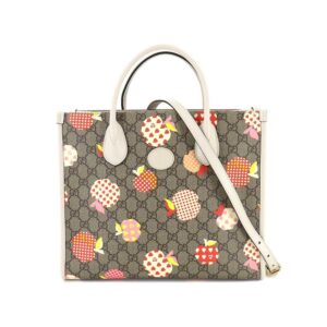 Gucci Le Pomme GG Supreme 2way Tote Shoulder Bag Beige Ivory Red 659983 | Luna Bags