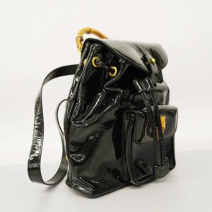 GUCCI  Bamboo Rucksack Enamel 003 2058 0030 Women's Backpack Black | Luna Bags