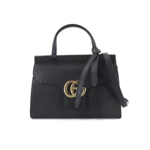 Gucci GG Marmont 2way hand shoulder bag leather black 442622 Bag | Luna Bags