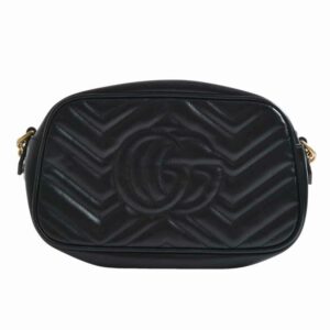 Gucci GG Marmont Leather Quilted Small Chain Shoulder Bag Black | Luna Bags