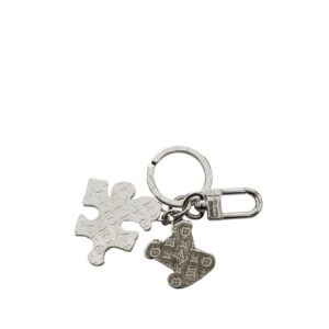LOUIS VUITTON Porto Cle puzzle bag charm key holder ring MP3453 silver multicolor metal leather ladies | Luna Bags