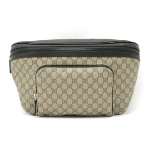 Gucci GG Supreme Body Bag Waist Pouch Hip Leather Beige Black 523309 | Luna Bags