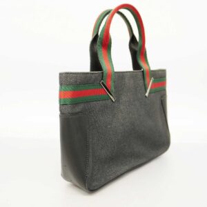 GUCCIAuth  Sherry Line 73984 Women's Denim,Leather Handbag Black | Luna Bags