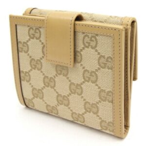 GUCCI W Wallet GG 233053 Beige Canvas Leather Ladies Sherry Line | Luna Bags