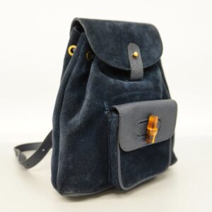 GUCCIAuth  Bamboo Rucksack 003 1956 0030 Women's Leather,Suede Backpack Navy | Luna Bags