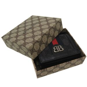 GUCCI x Balenciaga The Hacker Canvas Leather Gray 680385 Bifold Wallet Black | Luna Bags