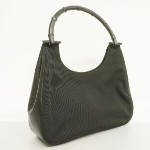 GUCCI  Bamboo Handbag 001 3739 Women's Nylon,Leather Handbag Black | Luna Bags