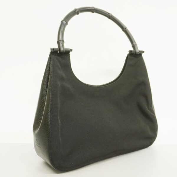 GUCCI  Bamboo Handbag 001 3739 Women's Nylon,Leather Handbag Black | Luna Bags
