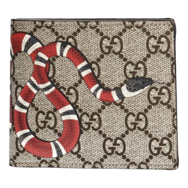 Gucci Snake Print GG Supreme Bifold Wallet Canvas Ladies | Luna Bags