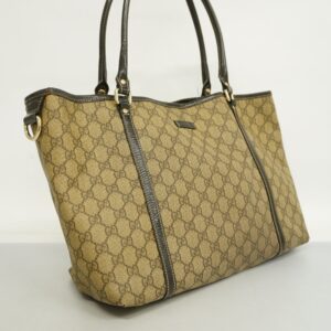 GUCCI  GG Supreme 197953 Women's Leather Tote Bag Beige,Dark Brown | Luna Bags
