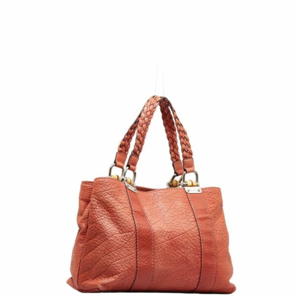 GUCCI bamboo handle handbag tote bag 232947 orange leather ladies | Luna Bags