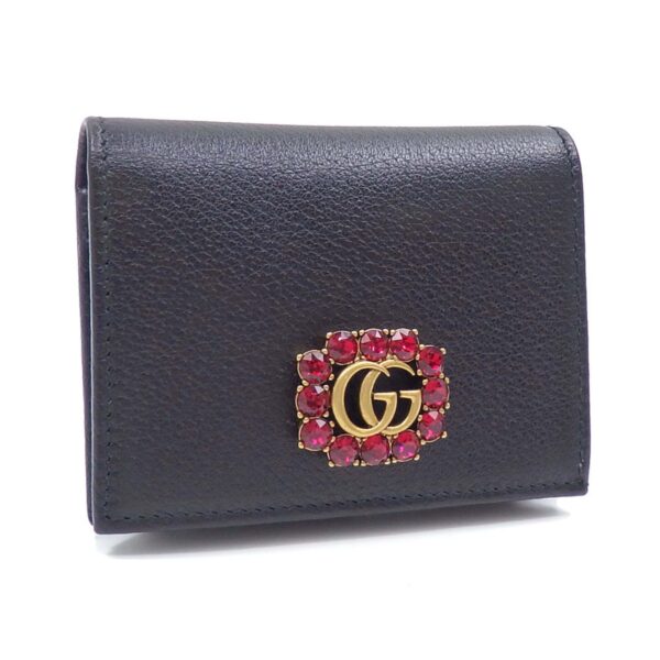 Gucci Bifold Wallet GG Marmont Women's Black Leather 499783 Bijou Compact | Luna Bags