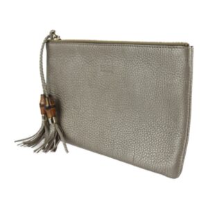 GUCCI Bamboo Clutch Bag 376854 Leather Gold Series Second Pouch Tassel | Luna Bags