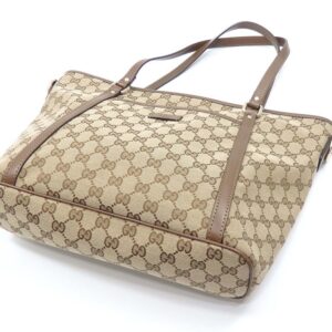 GUCCI Tote Bag Women's Beige GG Canvas Leather 388929 467891 Shoulder | Luna Bags