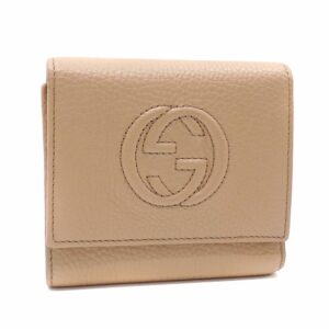 Gucci trifold wallet ladies beige leather 598207 GG | Luna Bags