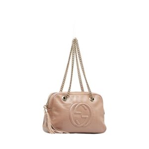GUCCI Soho Chain Shoulder Bag 308983 Pink Gold Leather Women's | Luna Bags