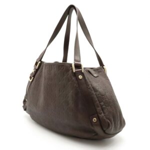 GUCCI sima Tote Bag Shoulder Leather Dark Brown 130736 | Luna Bags