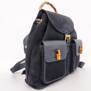 GUCCI  Bamboo Rucksack 003 2058 0016 Women's Leather,Suede Backpack Navy | Luna Bags