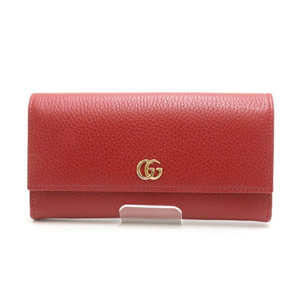 Gucci Petite Marmont Leather Continental Bifold Long Wallet 456116 Red | Luna Bags