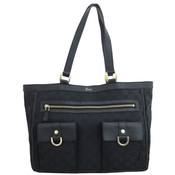 Gucci Bag GG Canvas Black x Gold Hardware Leather Shoulder Tote Women's Men's 146247 | Luna Bags